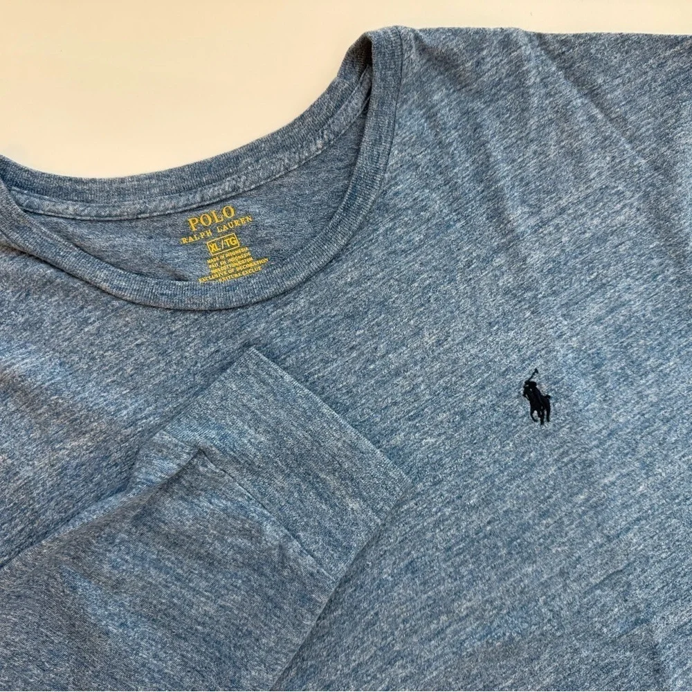 Polo Ralph Lauren Men’s Long Sleeve T-Shirt Blue Heather XL 100% Cotton